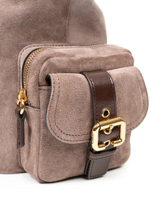 Camera Bag aus Wildleder in Dark Taupe