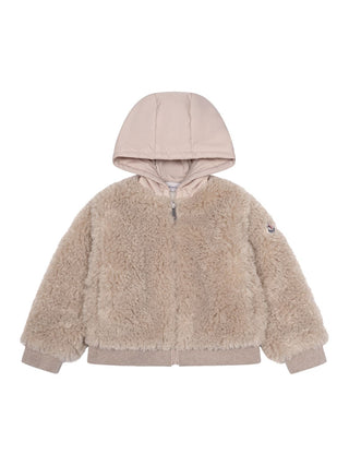 Kapuzenpullover aus Teddy mit Reißverschluss - Beige