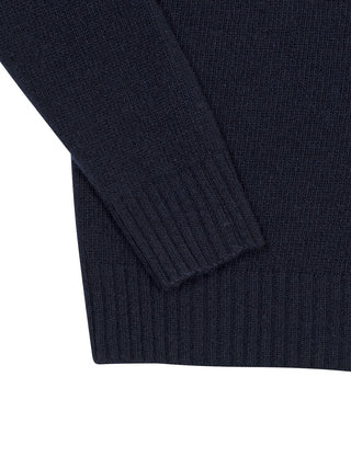 Pullover aus Wolle mit dreifarbigem Besatz - Dunkelblau