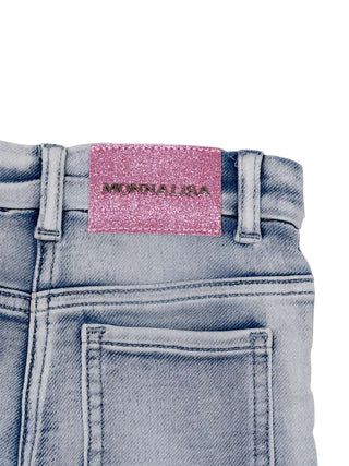 Jeans mit Strass und Kristallen - Blau