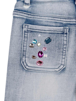 Jeans mit Strass und Kristallen - Blau