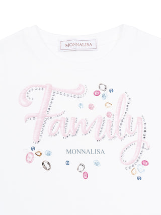 Disney x Monnalisa – T-Shirt mit Family Stitch-Print - Weiß