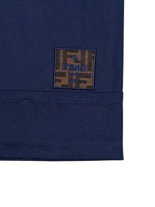 Ausgestellte Hose mit Logo-Patch - Navy
