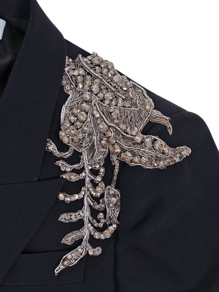 Silberne Tattoo Jacke mit spitzen Schultern
