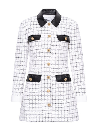 Tweed-Kleid mit farblich abgesetzten Taschen