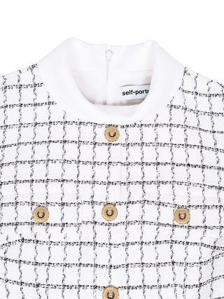 Tweed-Kleid mit weißem Kragen