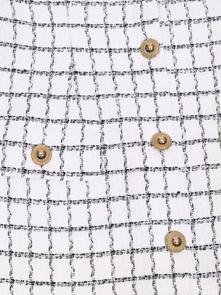 Tweed-Kleid mit weißem Kragen