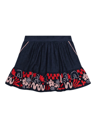 Rock mit Jacquard-Stickerei  - Navy