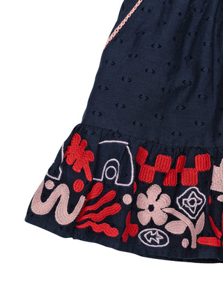 Rock mit Jacquard-Stickerei  - Navy