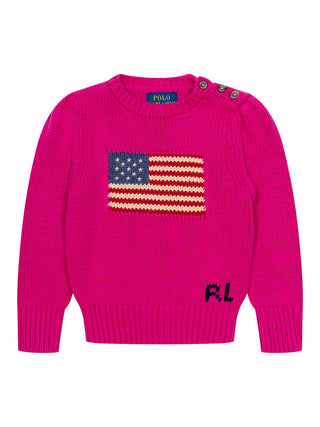 Strickpullover mit Flagge - Pink