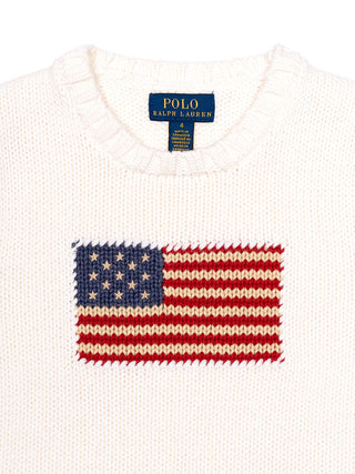 Strickpullover mit Flagge - Weiß