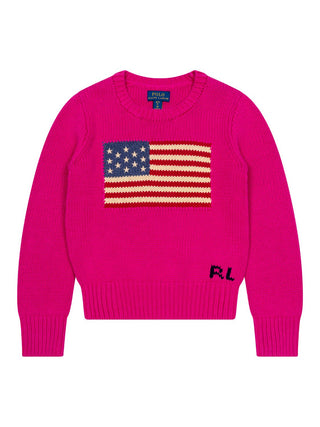 Strickpullover mit Flagge - Preppy Pink