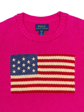 Strickpullover mit Flagge - Preppy Pink