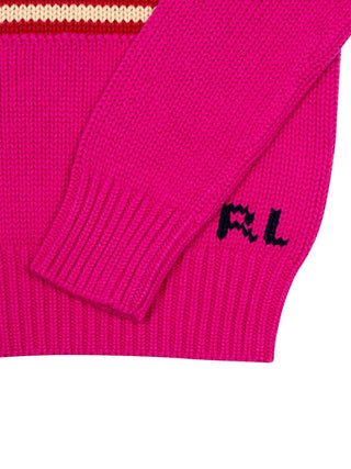 Strickpullover mit Flagge - Preppy Pink