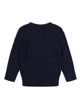Pullover im Zopfstrick-Design - Navy