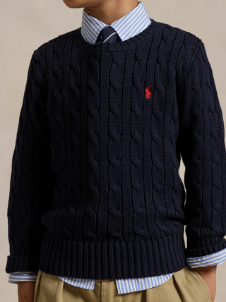 Pullover im Zopfstrick-Design - Navy