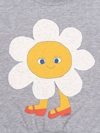 Sweatshirt mit Blumengrafik – Grau meliert