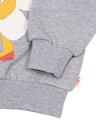 Sweatshirt mit Blumengrafik – Grau meliert