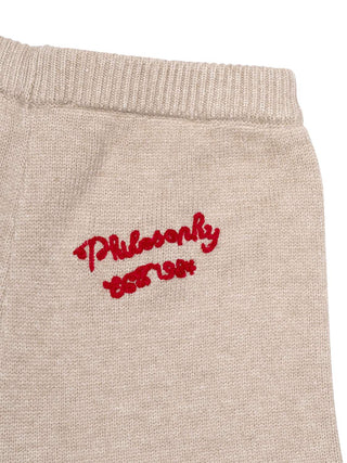 Strickhose mit Logo - Beige