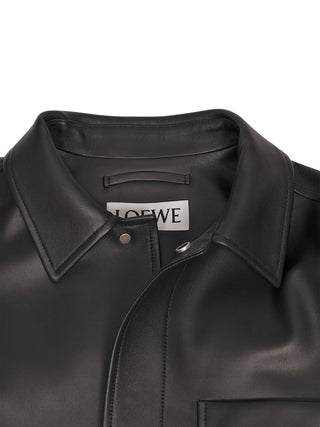 Overshirt aus Nappa-Lammleder - Schwarz