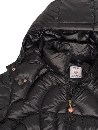 Pufferjacke aus gestepptem Nylon mit Monogramm - Schwarz