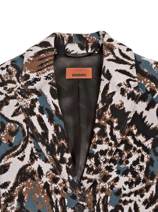 Langer Einreihermantel mit Animalprint