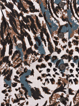 Langer Einreihermantel mit Animalprint