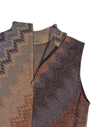 Hochgeschlossenes langes Kleid mit Schlangenmuster