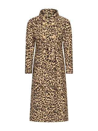 Langer Mantel mit Animalier-Print