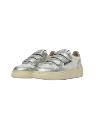 Sneakers Kidstripes Medalist Low  Bicolor aus Leder- Weiß und Silber