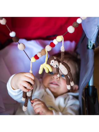 Gehäkelte Kinderwagenkette Affe Charlie