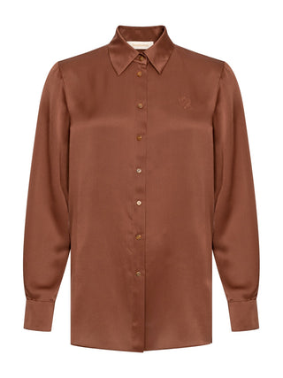 Hypnotic Satin Shirt - Hellbraun