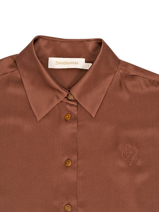 Hypnotic Satin Shirt - Hellbraun
