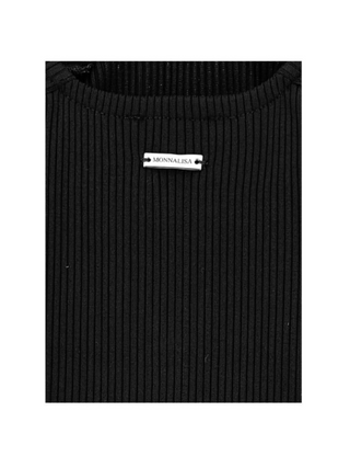 Geripptes Strickkleid Schwarz