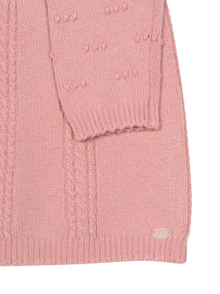 Strickkleid mit Spitzenkragen - Altrosa