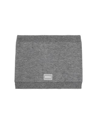 Schlauchschal aus Strick mit Logo-Aufnäher und Twist-Struktur - Grau