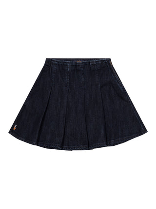 Plissierter A-Linien Jeansrock - Blau