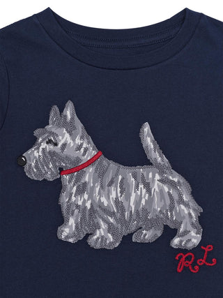 Langarm T-Shirt mit Hund-Motiv - Navy