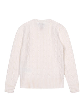 Pullover im Zopfstrick-Design - Warmweiß