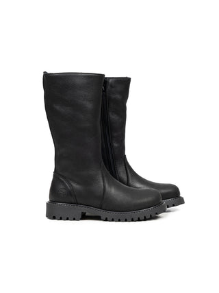 Hoher Schaffellstiefel mit Reißverschluss - Schwarz