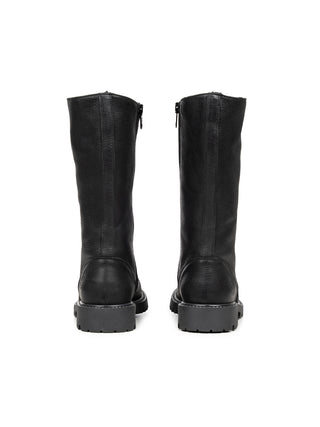 Hoher Schaffellstiefel mit Reißverschluss - Schwarz