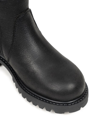 Hoher Schaffellstiefel mit Reißverschluss - Schwarz