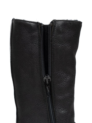 Hoher Schaffellstiefel mit Reißverschluss - Schwarz