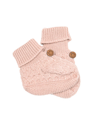 Gestrickte Erstlingsschuhe aus Merinowolle - Rosa