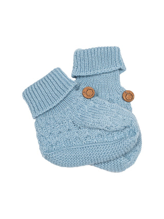 Gestrickte Erstlingsschuhe aus Merinowolle - Blau