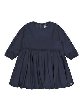 Plissiertes Kleid mit Muschelkante - Marine