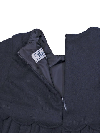 Plissiertes Kleid mit Muschelkante - Marine
