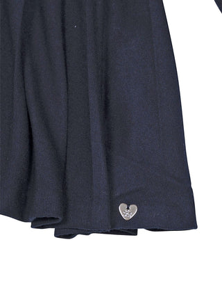 Plissiertes Kleid mit Muschelkante - Marine