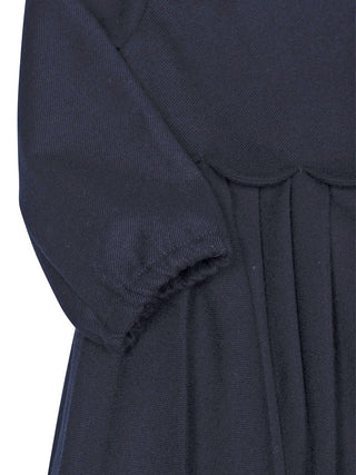Plissiertes Kleid mit Muschelkante - Marine
