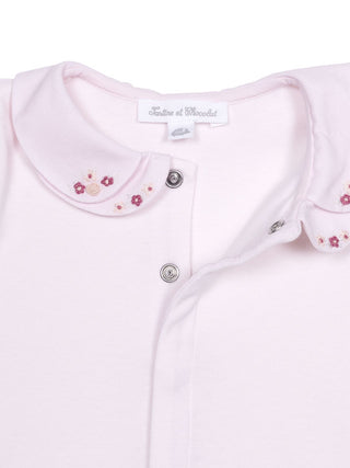 Body mit floralen-Stickereien - Rosa